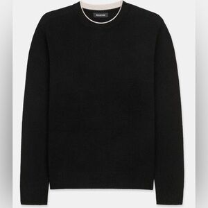 Naadam lightweight cashmere contrast trim crewneck XXL black with cream trim